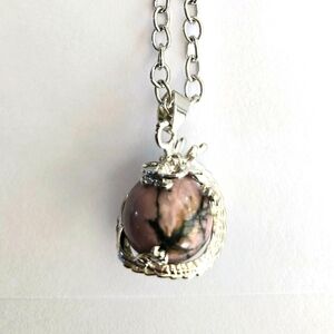 SPIRITUAL Rhodolite Dragon Ball Round Reiki Healing Pendant DESIGNER NECKLACE